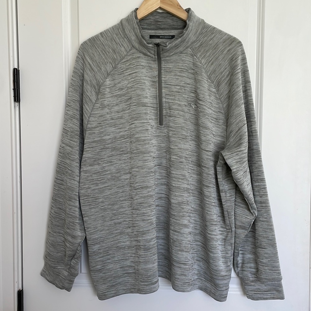 Greg Norman Men’s 1/4 Zip Popover Sweatshirt Taupe XL